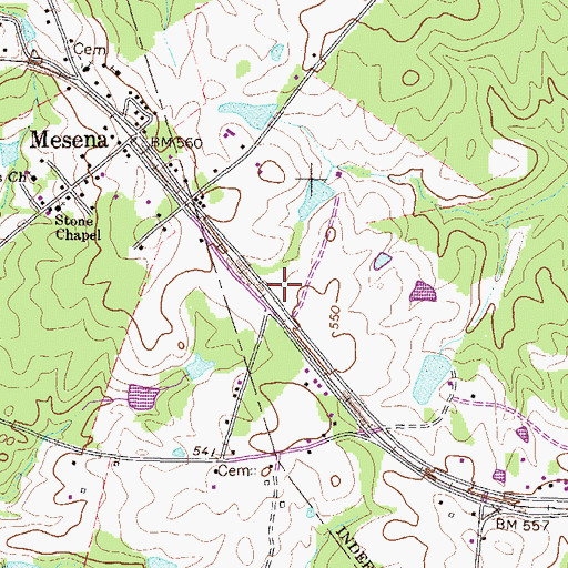 Topographic Map of Society Cemetery, GA