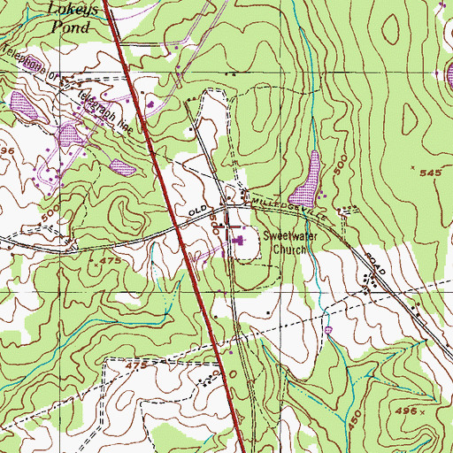 Topographic Map of Sweetwater School (historical), GA