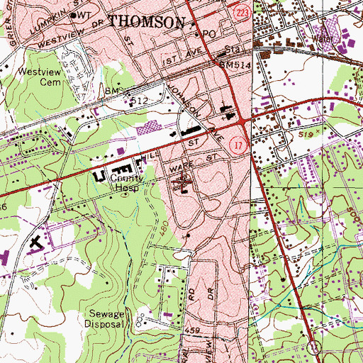 Topographic Map of Thomson Elementary School, GA