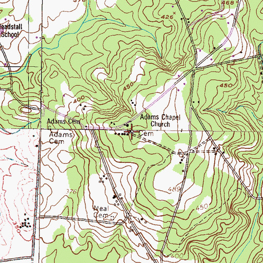 Topographic Map of Walker Cemetery, GA