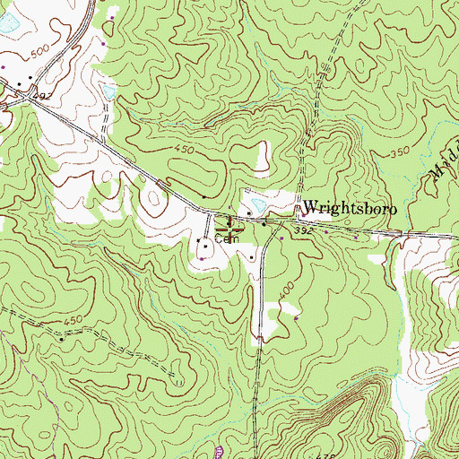 Topographic Map of Wrightsboro Cemetery, GA