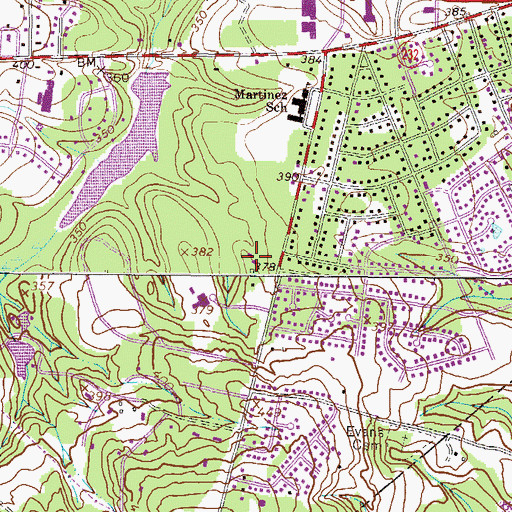 Topographic Map of Augusta Country Day School, GA
