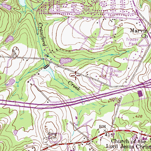 Topographic Map of Belglade, GA