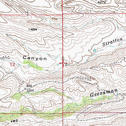 Topographic Map of Stratton Canyon, AZ