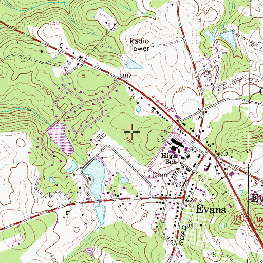 Topographic Map of Camelot, GA