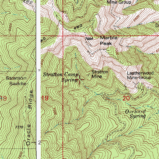 Topographic Map of Stratton Mine, AZ