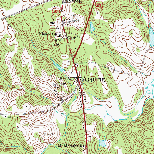 Topographic Map of Columbia County Courthouse, GA