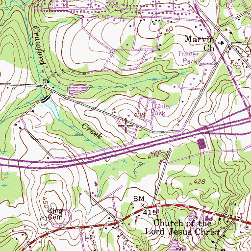 Topographic Map of Hill and Dale Trailer Park, GA