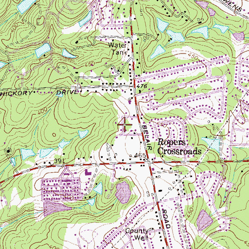 Topographic Map of Pinewood, GA