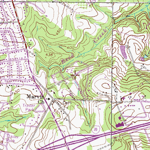 Topographic Map of Quail Creek, GA