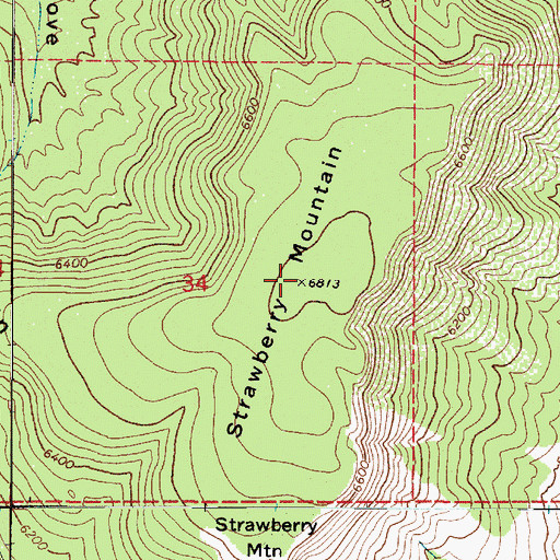 Topographic Map of Strawberry Mountain, AZ