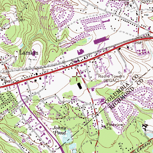 Topographic Map of West Town Shopping Center, GA
