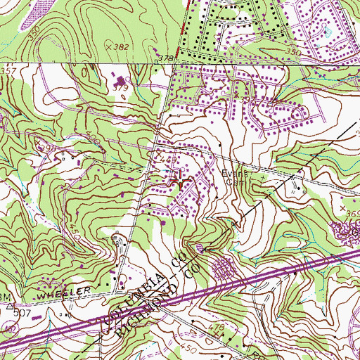 Topographic Map of Windy Ridge Estates, GA