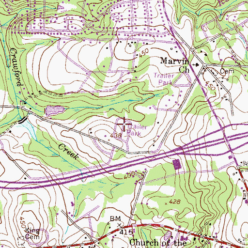 Topographic Map of Windy Acres Trailer Park, GA