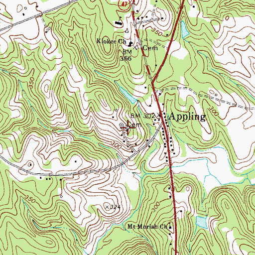 Topographic Map of Appling Church, GA