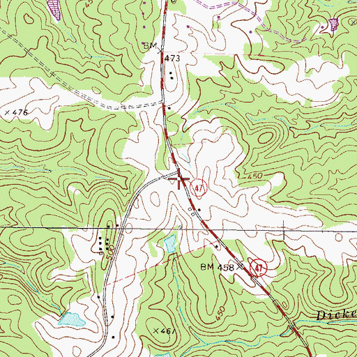 Topographic Map of Blanchard Cemetery, GA