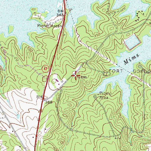 Topographic Map of Hardin Cemetery, GA