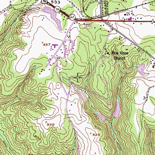Topographic Map of Sturgis Cemetery, GA