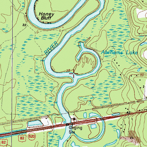 Topographic Map of Abrams Bluff Cut, GA