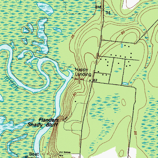 Topographic Map of Lord King Bluff, GA
