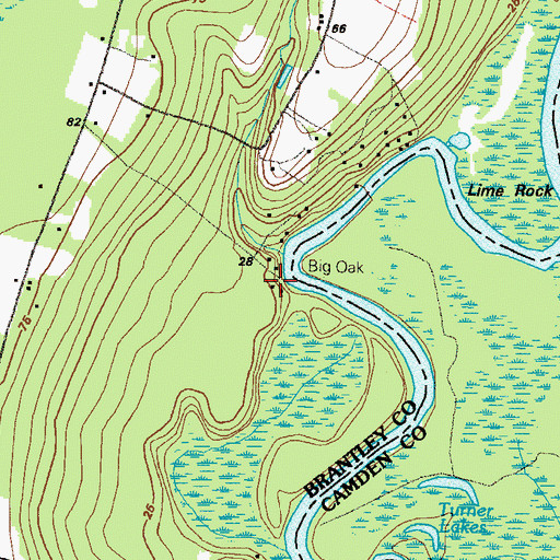 Topographic Map of Oquin Bluff, GA