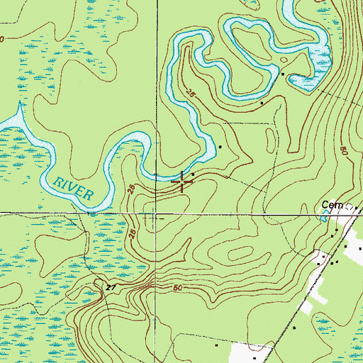 Topographic Map of Radfords Bluff, GA