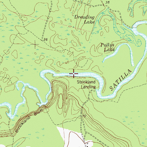 Topographic Map of Stricklands Reach, GA