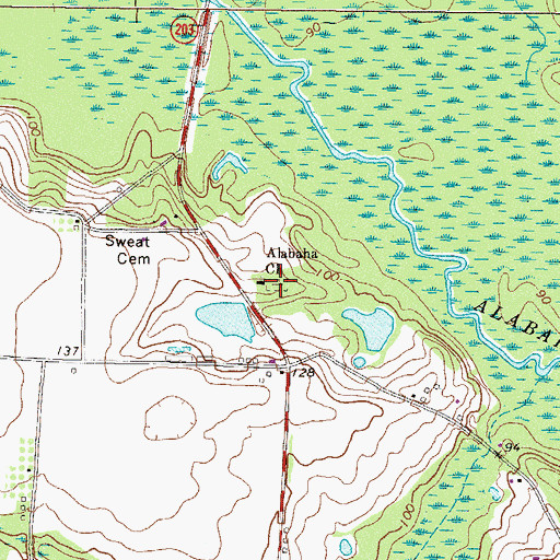 Topographic Map of Alabaha Cemetery, GA