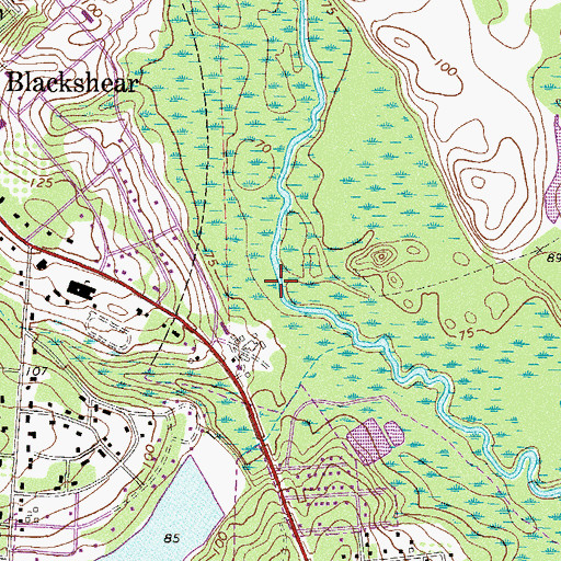 Topographic Map of Baxter Bridge (historical), GA