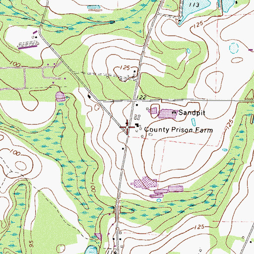 Topographic Map of Beulah School (historical), GA