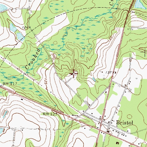 Topographic Map of Bristol Baptist Church, GA