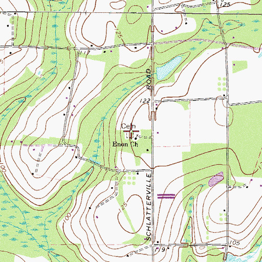Topographic Map of Enon Cemetery, GA