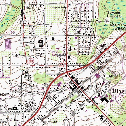 Topographic Map of First Baptist Church of Blackshear, GA
