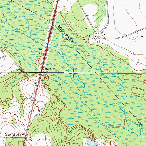 Topographic Map of Lightsey Bridge (historical), GA