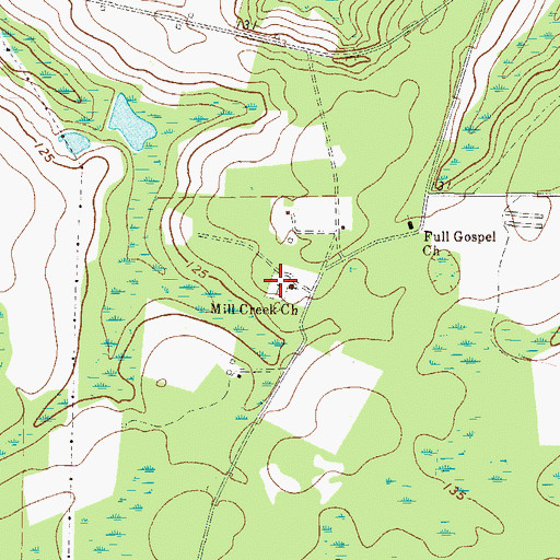 Topographic Map of Mill Creek Cemetery, GA