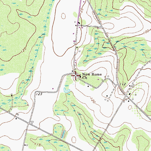 Topographic Map of New Home Cemetery, GA