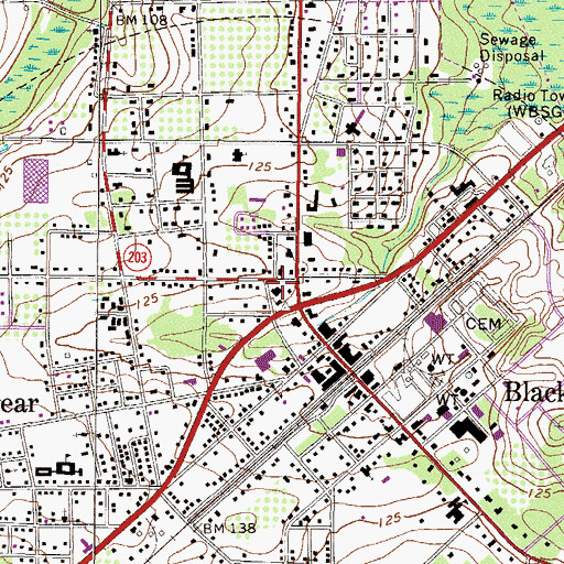 Topographic Map of Pierce County Courthouse, GA