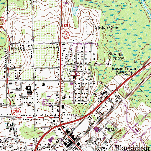 Topographic Map of Pierce County Hospital, GA