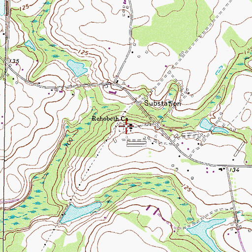 Topographic Map of Rehobeth Cemetery, GA