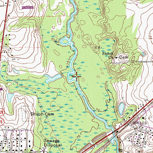 Topographic Map of Shiloh Bridge (historical), GA