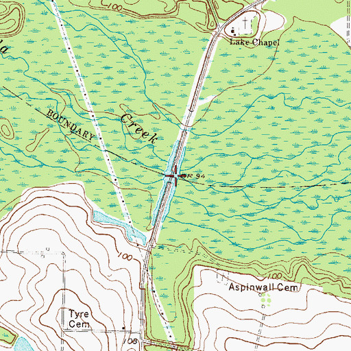 Topographic Map of Tyre Bridge, GA