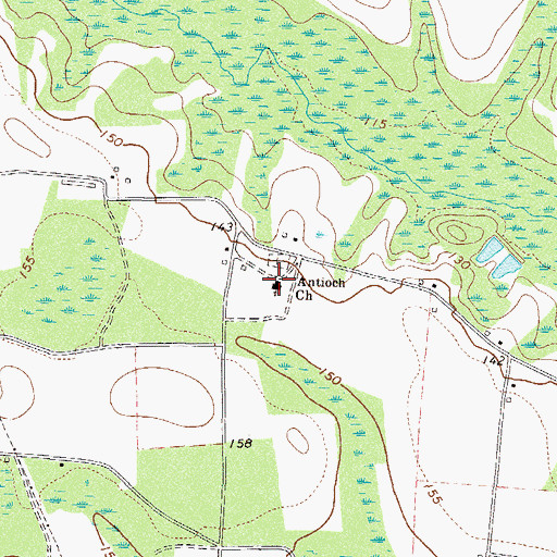 Topographic Map of Antioch Church, GA