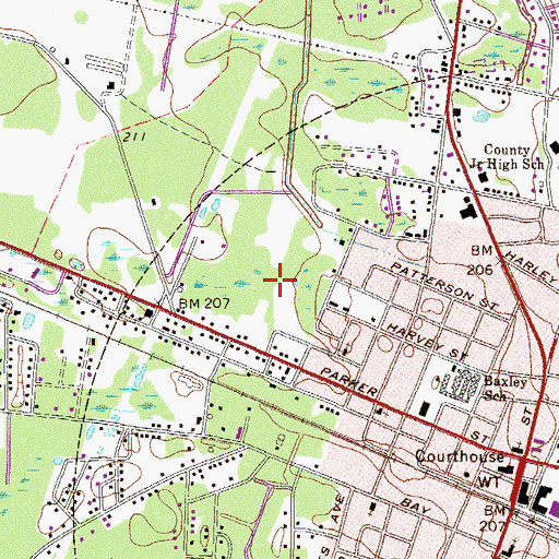 Topographic Map of Appling County Jail, GA