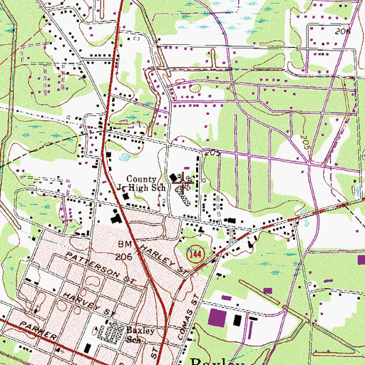 Topographic Map of Appling County Junior High School, GA