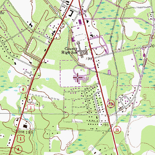 Topographic Map of Appling County Primary School, GA