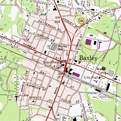 Topographic Map of Appling County Public Library, GA