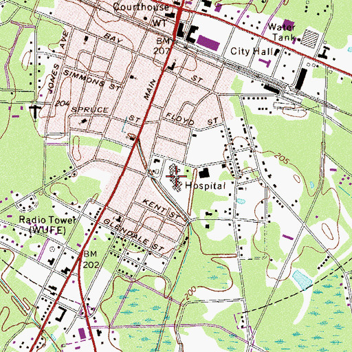 Topographic Map of Appling Healthcare System, GA