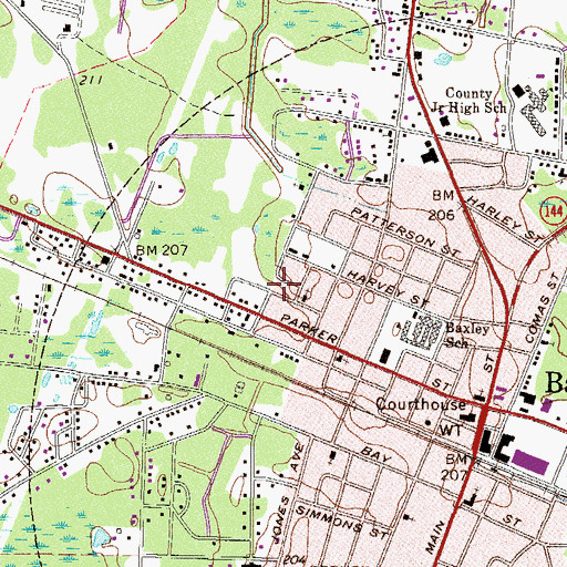 Topographic Map of Baker Homes, GA