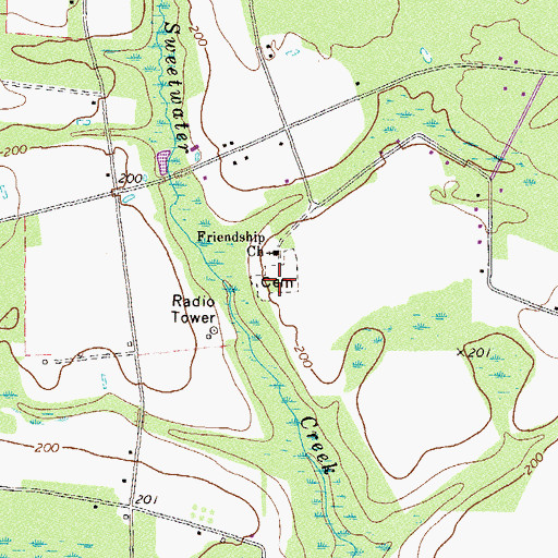Topographic Map of Baxley Cemetery, GA