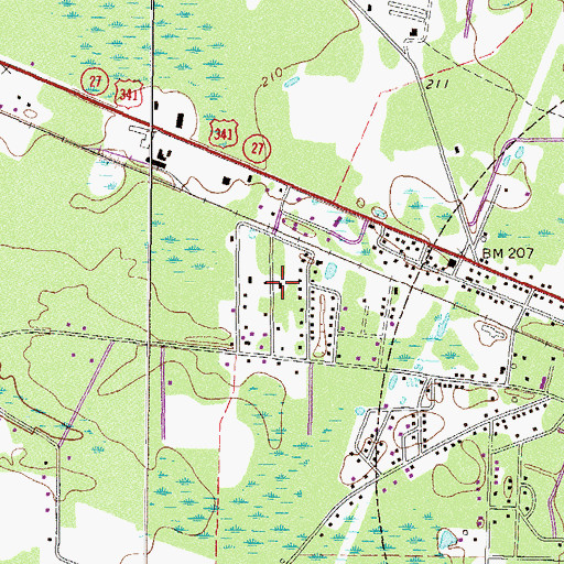 Topographic Map of Bassville, GA